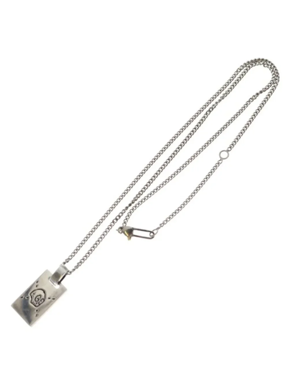 Gucci Ghost Skull Necklace Plate Motif Silver